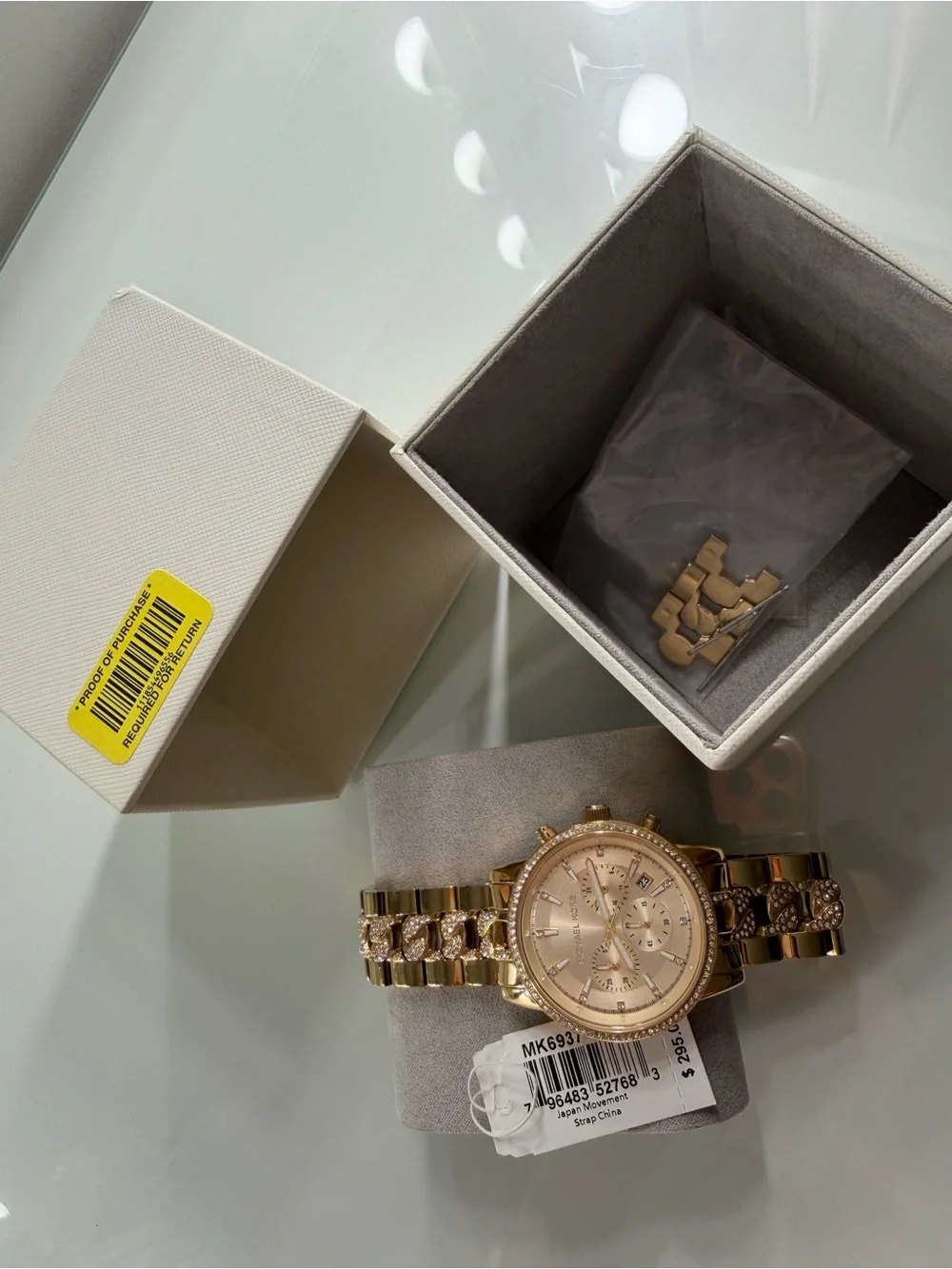 Michael Kors Gold-Tone Crystal Accent Chronograph Bracelet Watch